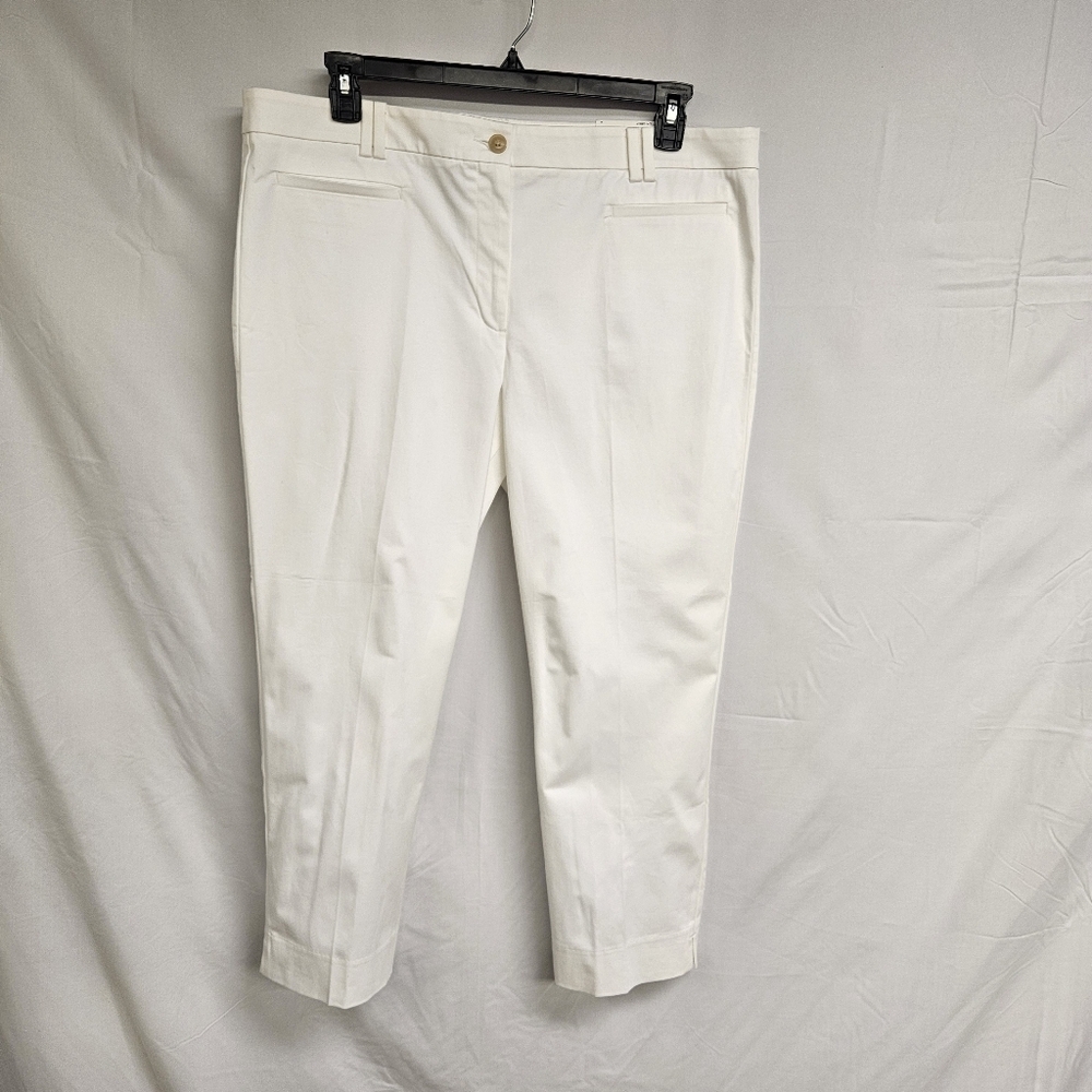 Ann Taylor The Cotton Crop White Mid Rise Slim Leg Ankle Pants Size 16 NWT
